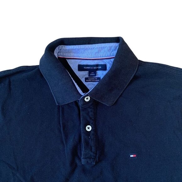 Tommy Hilfiger Black Polo Short Sleeve Size Large - Picture 2 of 7